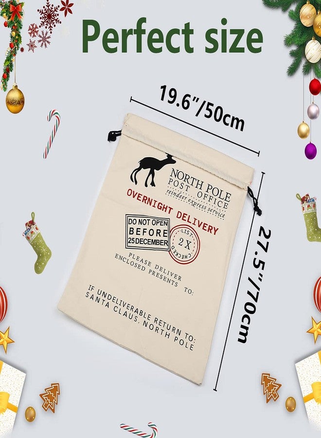 Inspireyee 6 Pack Large Christmas Bag Santa Sacks Xmas Canvas Cotton Xmas Sack Stocking with Drawstrings (Pattern 6, 19.5 X 27.5) - Image 2